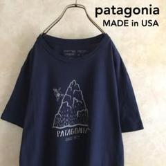 美品 USA製 パタゴニア 山ロゴ tシャツ ネイビー M