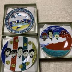 ドリフターズ展　九谷焼　豆皿　全員集合　いい湯だな　雷様　３種セット ドリフターズ展 九谷焼 豆皿 全員集合 いい湯だな 雷様 3種