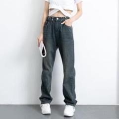 【MiNiMiNiSTORE】ハイウエストデニムワイドパンツ