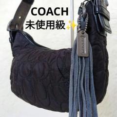 未使用級✨希少 コーチ キルティング アクセサリー ポーチ シグネチャー 黒 未使用級✨希少 コーチ キルティング アクセサリー ポーチ