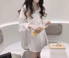 ★新品★ ワンピース 半袖シャツ オーバーサイズ 韓国 シャツ ホワイト XL