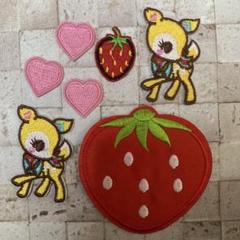 ワッペン 小鹿 苺 幼稚園 保育園 かわいい アップリケ 入園準備 小学校 k5