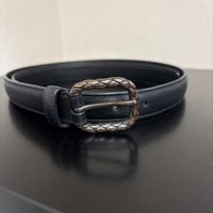 送料込/関税込■BOTTEGA VENETA■ラージ レザーベルト Bottega Veneta ブラックレザーベルト