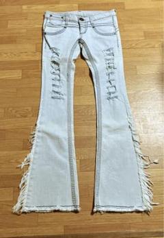 D.I.A.JEANS☆サイズ25☆ストレートスリム☆ダメージシワ加工