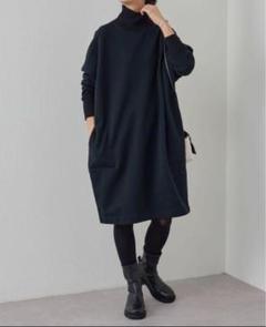 BEARDSLEY ビアズリー 裏毛 ハイネック ネック ワンピース ブラック