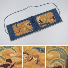 繍】 ☆ 民俗 黒地花蝶紋纏足靴 ☆ 清朝期 花卉 胡蝶 刺繍文様