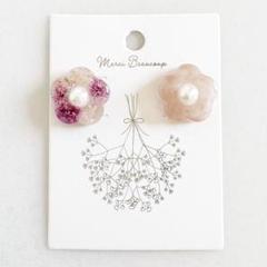 うるうるお花とパールのピアス/イヤリング*＊ナチュラルパープル＊*