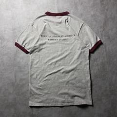 【入手困難】90-00s USA製 リンガーTシャツ 両面プリント メッセージ