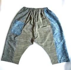 着物リメイクネルの暖かサルエルパンツ