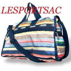 ①LESPORTSAC レスポ　2WAYボストンバッグ　ボーダー　マルチカラー