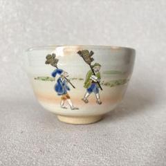 京焼 在銘 押小路 百人一首模様 茶碗  抹茶碗 茶道具 60504 京焼 在銘 押小路 百人一首模様 茶碗 抹茶碗 茶道具 60504