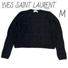美品/希少 YVES SAINT LAURENT フリルショルダー　ロゴ　ニット 美品/希少 YVES SAINT LAURENT フリルショルダー ロゴ ニット