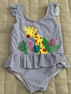ベビーボーデン　女の子水着　キリン刺繍 フリル付き