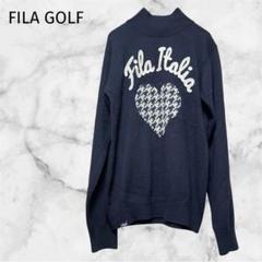 ＊FILA GOLF＊【L】ハイネックニット ワンポイント 千鳥格子ハート柄