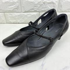 美品 pedala ペダラ パンプス ストラップ レザー ブラック 黒色