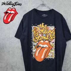 古着 ローリングストーンズ ビッグプリント Tシャツ ブラック XL