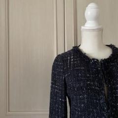 - スピックアンドスパン spick&span ツイード ジャケット ネイビー