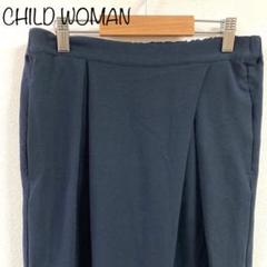 【CHILD WOMAN】テーパードパンツ　ネイビー　M　ウエストゴム