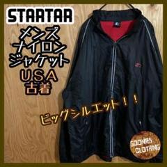 スターター ナイロンジャケット ロゴ USA古着 90s 長袖 ブラック XL
