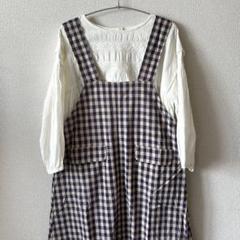 【美品】プードゥドゥ POU DOU DOU チェックエプロンワンピースのサムネイル