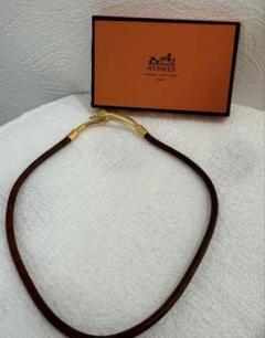 HERMES ブラウンレザー チョーカー