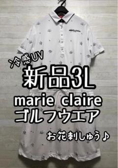 人気が高い 新品☆3L♪マリクレールSPORTゴルフウエア花柄刺繍ワンピース レディースウェア