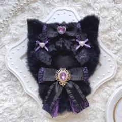 ちびぐるみ　11cm ぬい服　ねこ　紫リボン　着ぐるみ