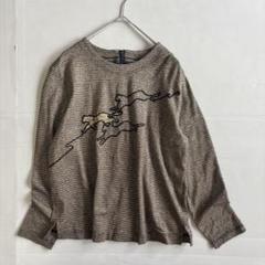 長袖Tシャツ　日本製　キラキラ　ボーダー　ストレッチ　伸縮性　クルーネック（S）