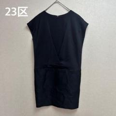 ✨ 23区 ニジュウサンク ノースリーブ さらさら ワンピース ネイビー