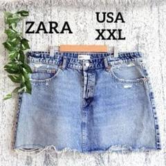 【ZARA】 フリンジ ミニ丈デニムスカート (USA/XXL) 大きめのサムネイル