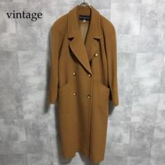 vintage ウール ダブル ロングコート 金ボタン