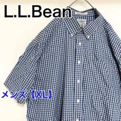 YBB32【US輸入】エルエルビーン　半袖シャツ【XL】青色白色他チェック柄