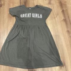 女の子　西松屋　GREAT GIRLS ロゴ入り半袖ワンピース チャコールグレー
