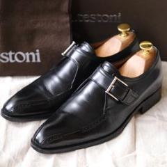 100 ％品質保証 極美品a.testoniアテストーニブラックラベルスワールトゥモンク 靴