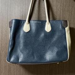 ADMJ ベージュ ネイビー トートバッグ A.D.M.J トート バッグ バイカラー ネイビー ベージュ レザー