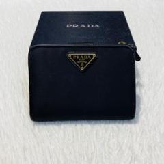 正規品】PRADA 二つ折り財布 ナイロン 三角ロゴ レザー ブラック