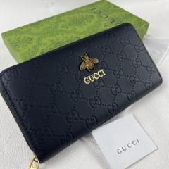 希少 GUCCI グッチ ラウンドファスナー アニマリエ ビー スター レザー 希少！GUCCI アニマリエ ビー&スター ラウンドファスナー 長財布