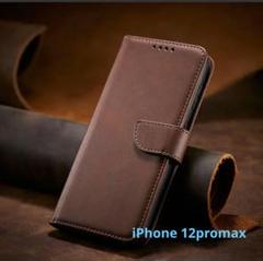 iPhone 12promax 手帳型フリップケース カードスロット ブラウン