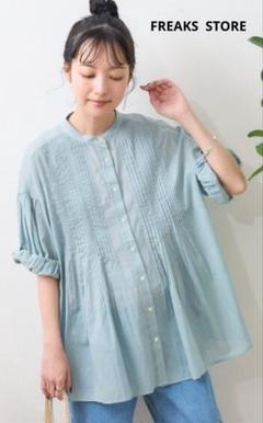 FREAK'S STORE　インドボイル ピンタック 7分袖ブラウス