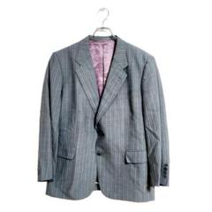 大丸松坂屋 スーツジャケット M キュプラ グレー ストライプ フォーマル 上品