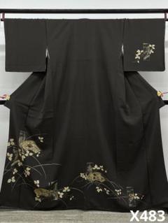 訪問着 付け下げ 刺繍 金彩 鳥 正絹 X483