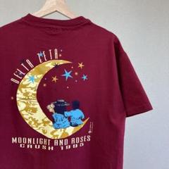 90s USA製 赤 プリントTシャツ 月 Lサイズ 三日月 vintage