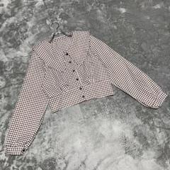 【ノーブランド】 （L） ビックカラーシャツ ワイドスリーブ 千鳥柄 カジュアル