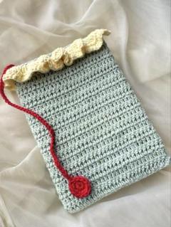 クリームソーダ風 ブックカバー 文庫本サイズ ハンドメイド 編み物