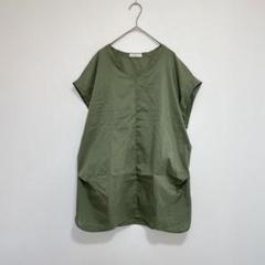 TRUDEA♡Vネック プルオーバーブラウスト サイドギャザー コットン L