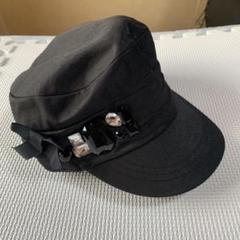 レディースビジュー付きブラックワークキャップ未使用