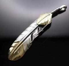 インディアンジュエリー イーグルネックレス 上下金フェザー silver925
