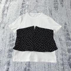 ジーユー 細リブTシャツ ドット柄 ビスチェドッキング 重ね着風 E3220