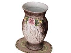 イタリア製☆陶器 陶花 薔薇の傘立て/大型フラワーベース/花瓶/置物☆繊細な陶花