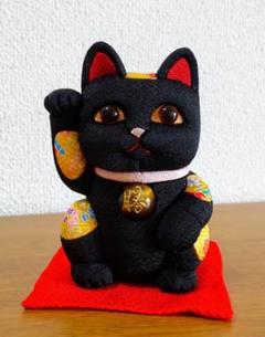 【初夏セール】開運黒天然石タイガーアイ江戸木目込み人形招福招き猫柿沼東光